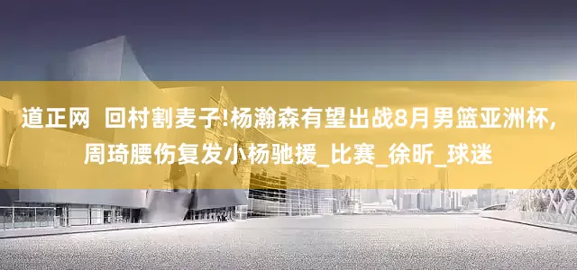 道正网  回村割麦子!杨瀚森有望出战8月男篮亚洲杯,周琦腰伤复发小杨驰援_比赛_徐昕_球迷